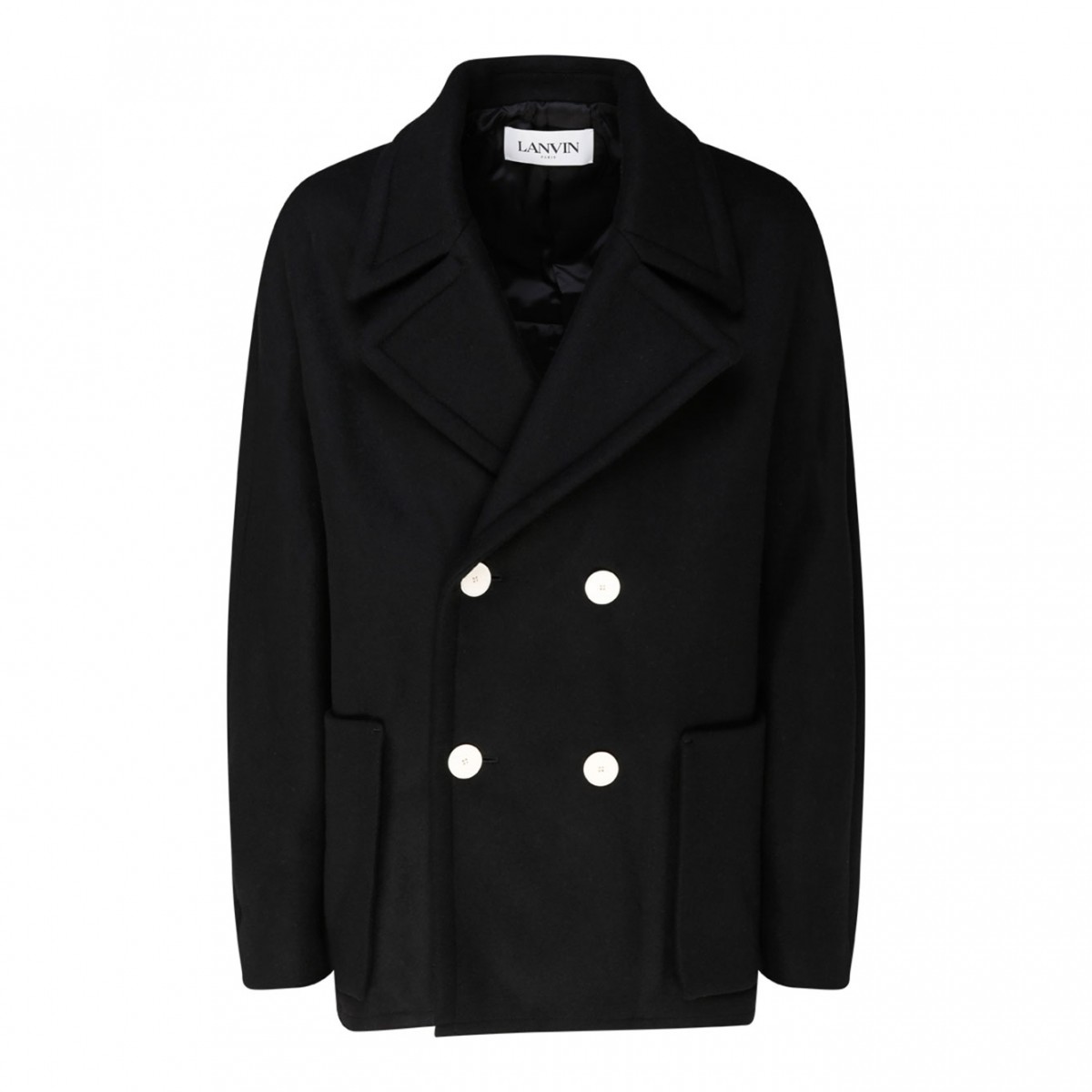 Lanvin Black Wool Double Breasted Coat| COLOGNESE 1882