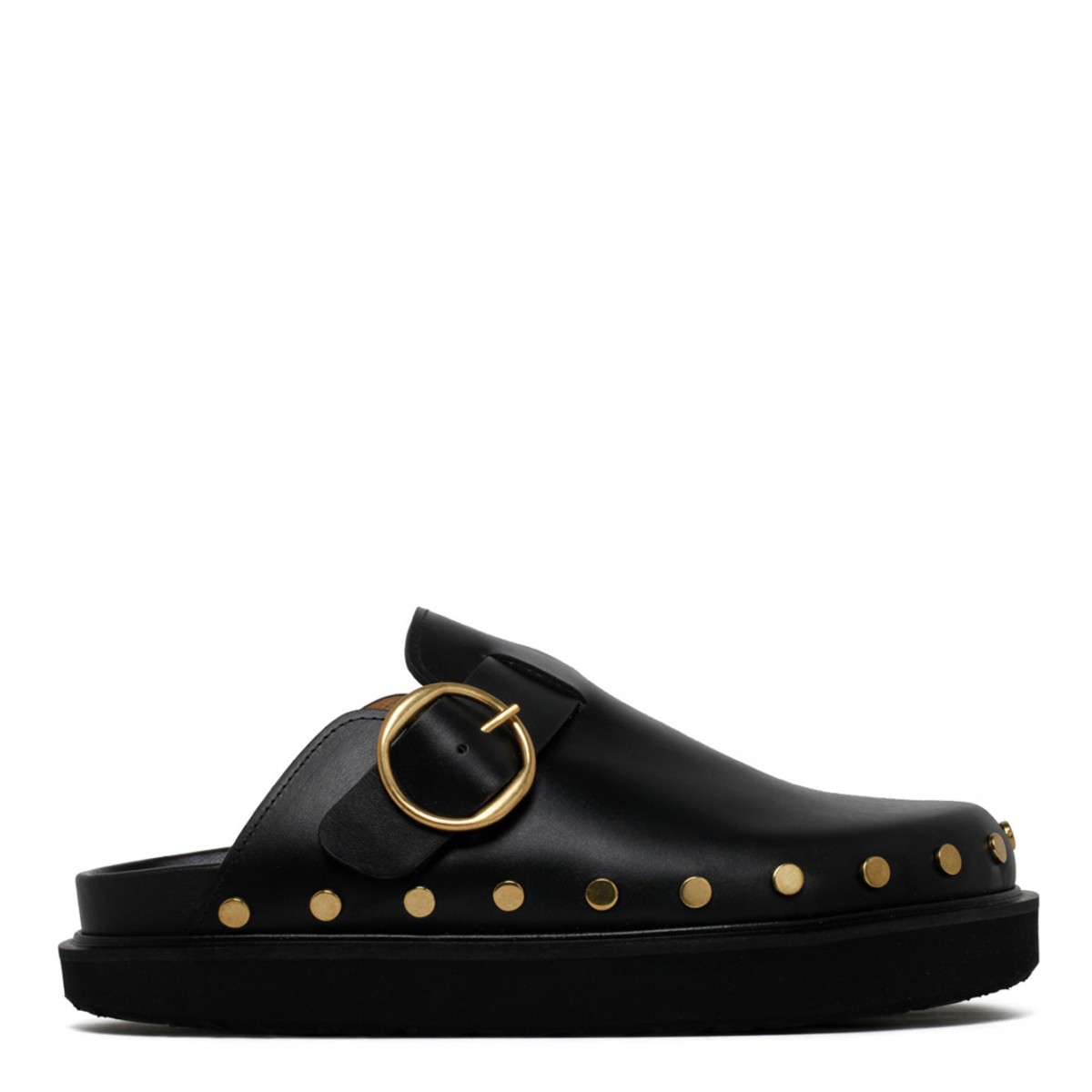 Black Stud Detailing Flat Mules