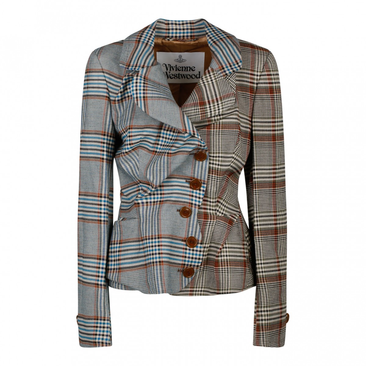 Multicolour Cotton Asymmetric Jacket| COLOGNESE 1882