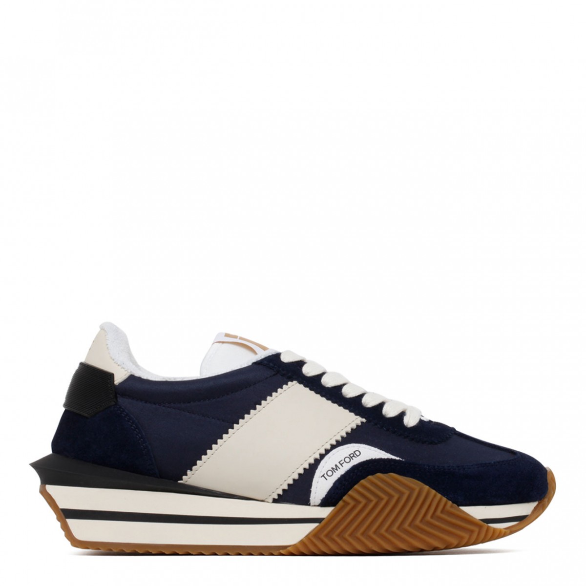 Tom Ford Blue and Cream White Panelled Sneakers