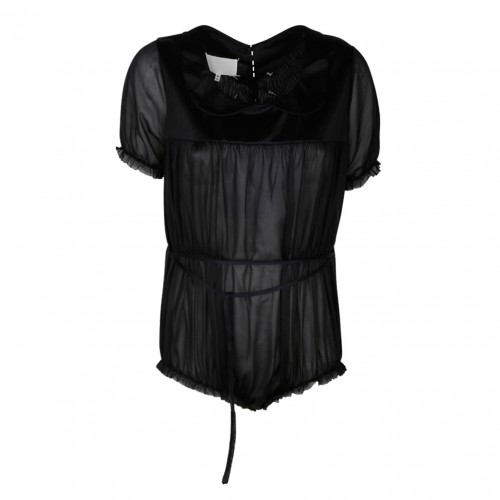 Black Ruched Bodysuit