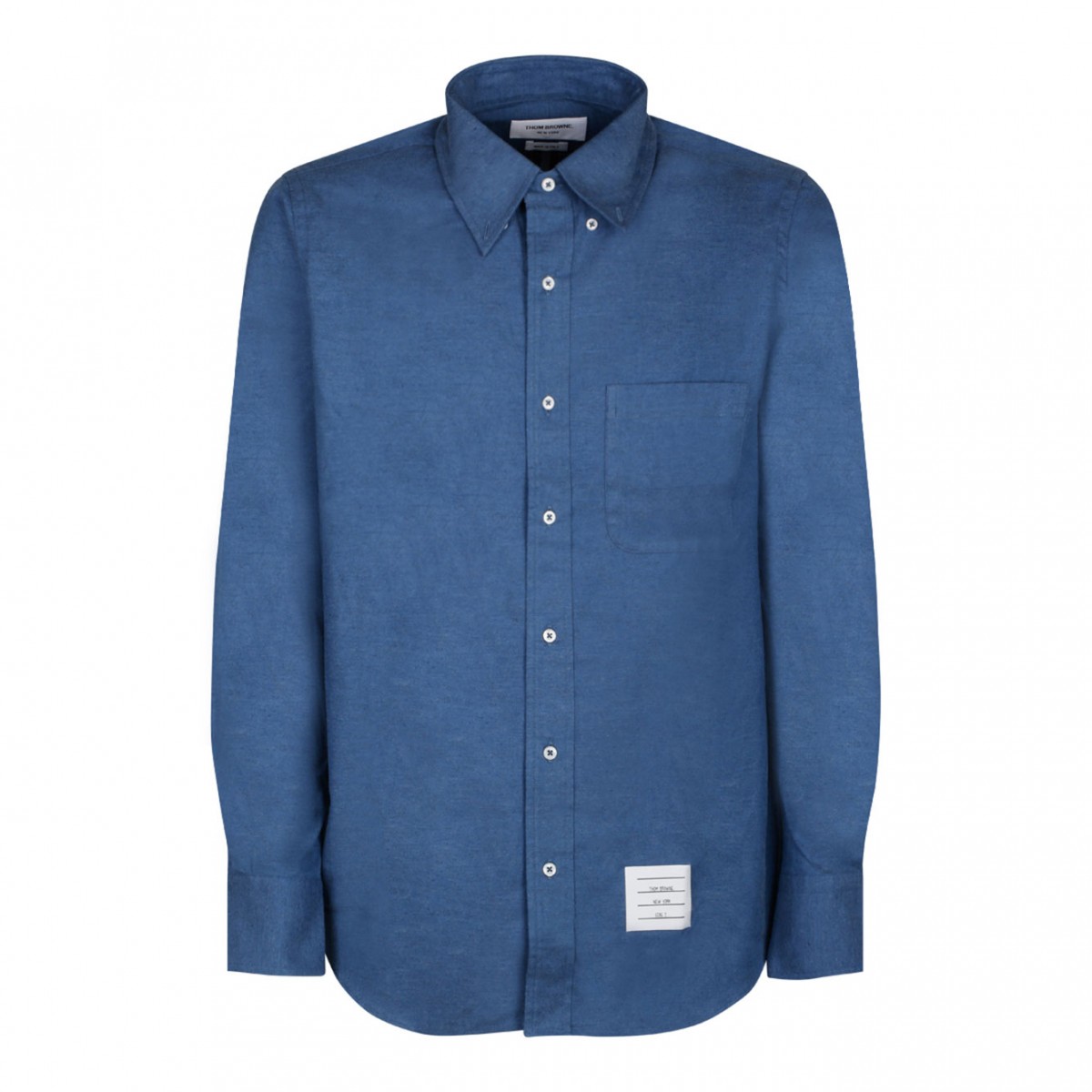 Deep Blue Cotton Logo Patch Denim Shirt