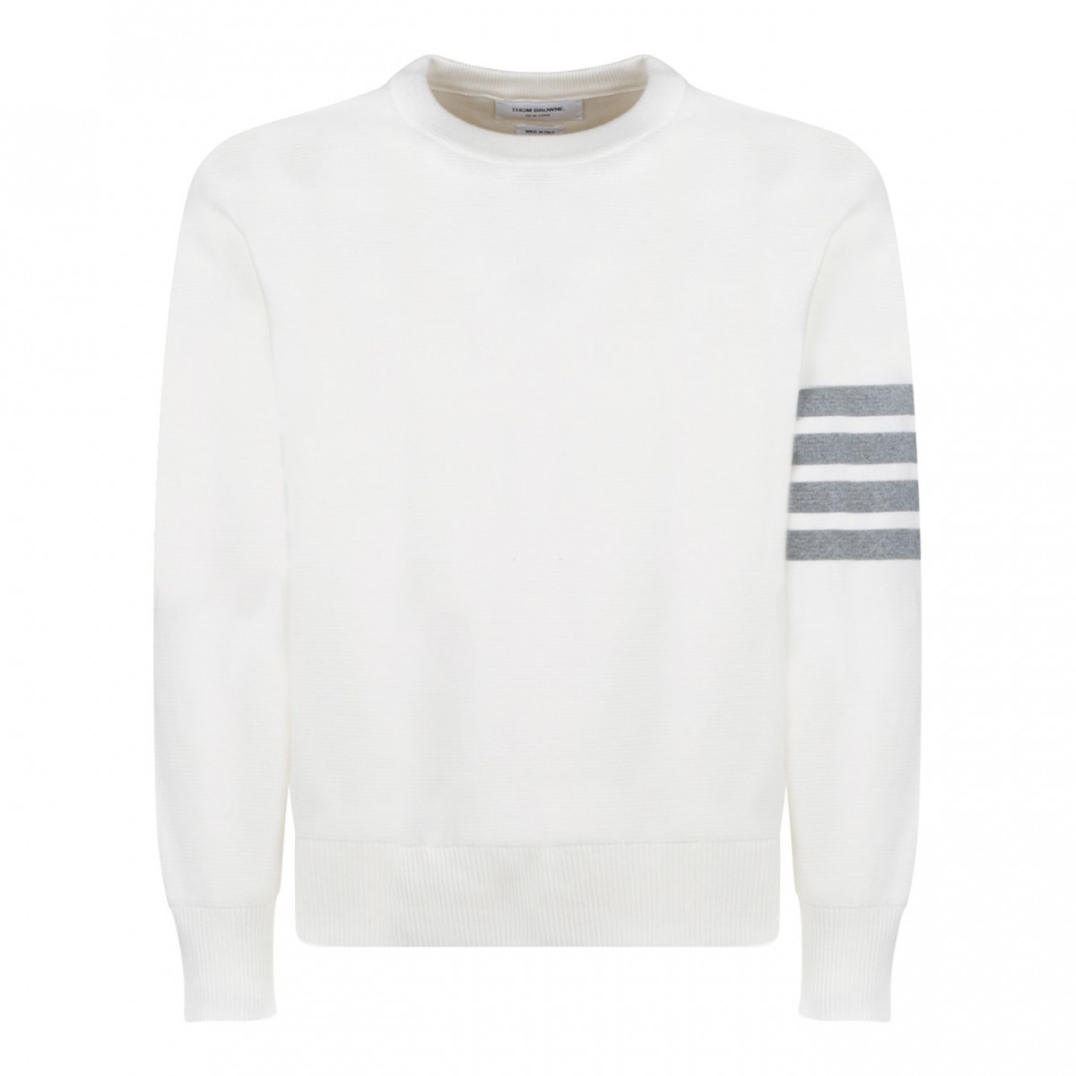 White Cotton 4 Bar Milano Stitch Jumper| COLOGNESE 1882