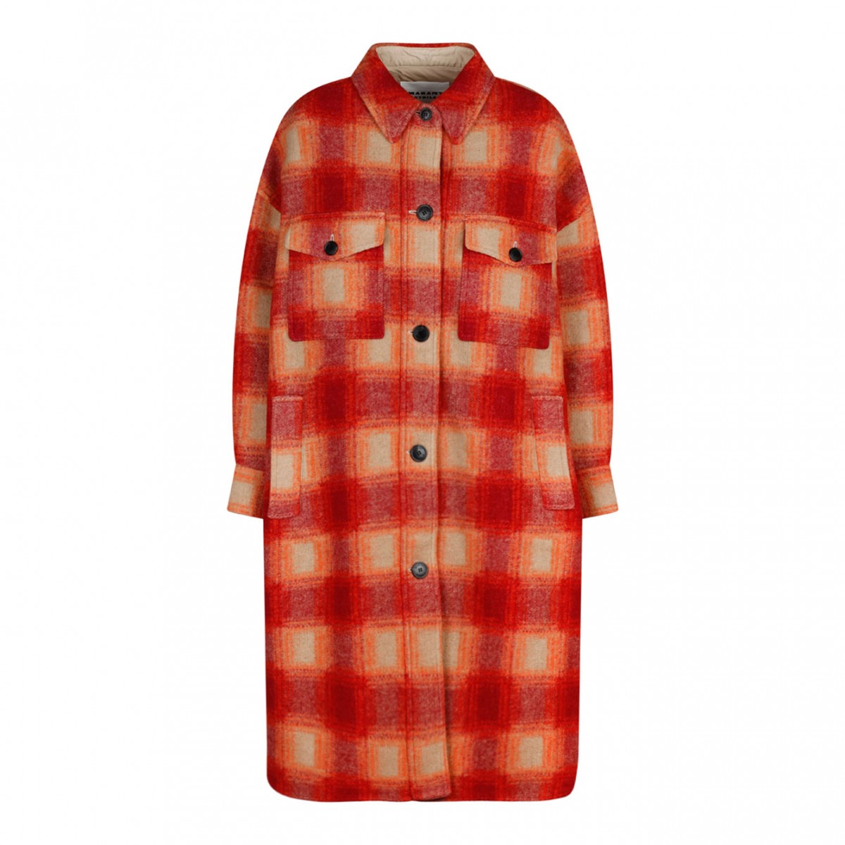 Multicolour Check Flannel Midi Coat