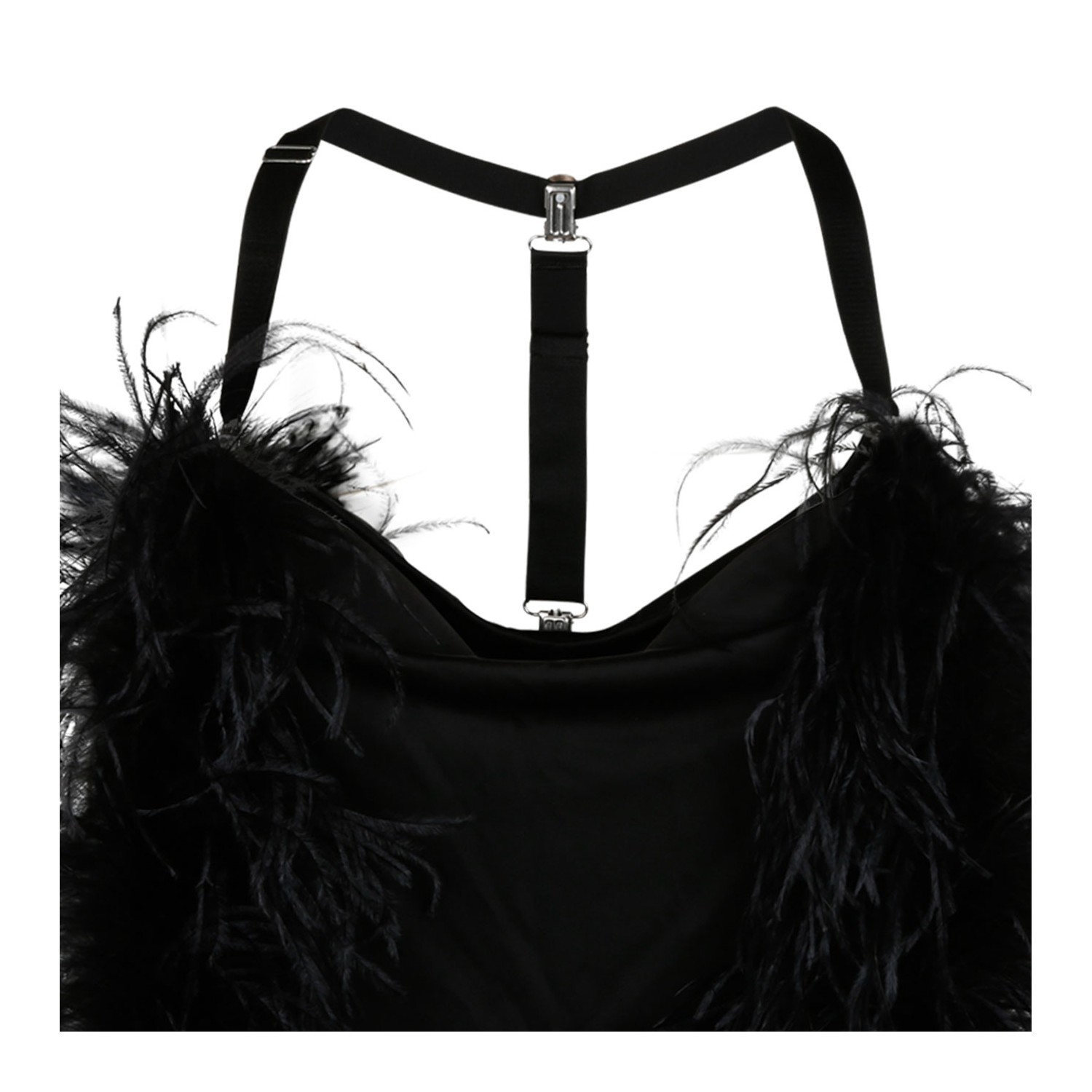 Sportmax | Woman - Feather boa-adorned Shiny Jersey Dress - Black - Size M