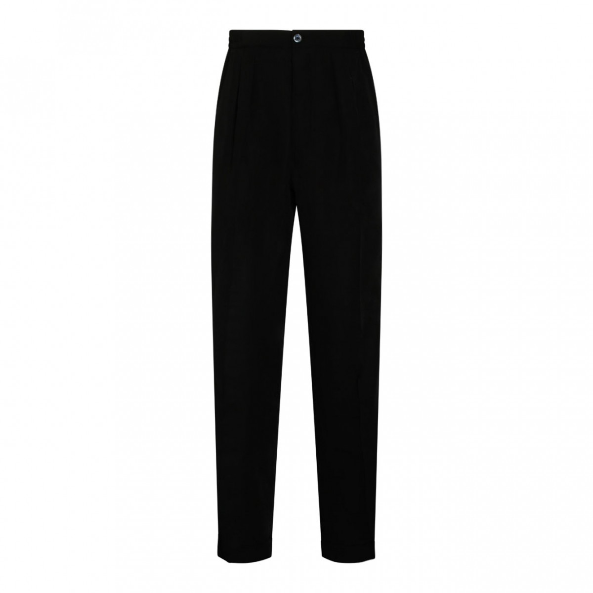 Black Lyocell Straight Leg Trousers