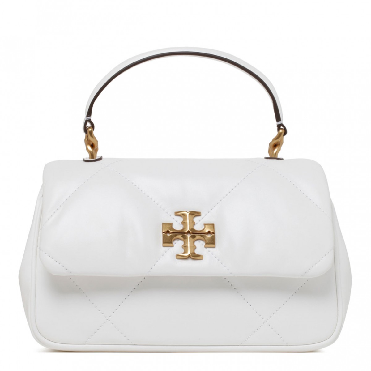 White Kira Diamond Top Handle Bag