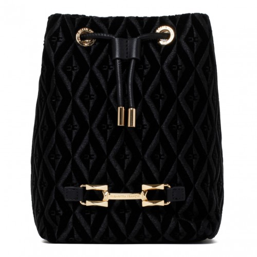 Black Velvet Bucket Bag