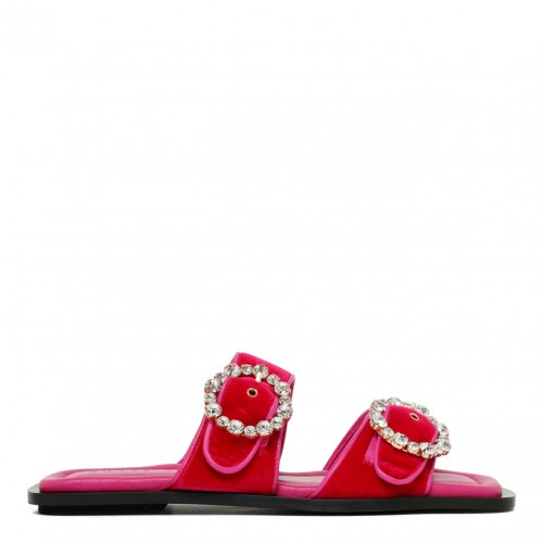 Fucsia Flat Strass Sandals