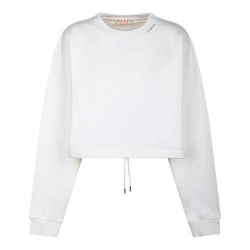 White Logo Embroidered Jumper