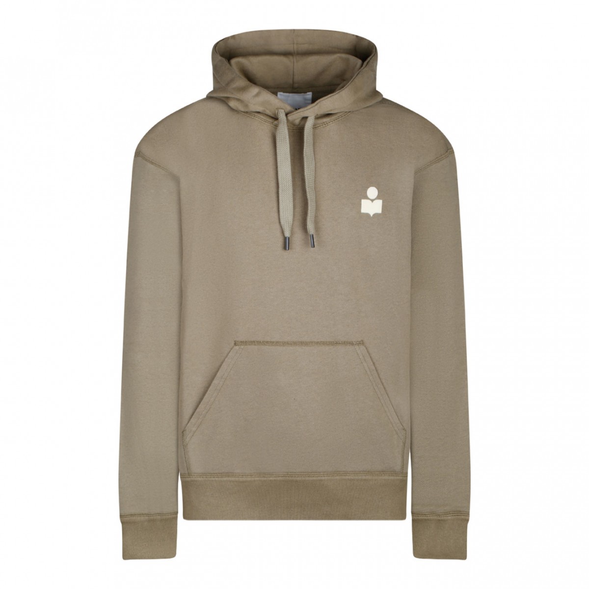 Khaki and Ecru Drawstring Hoodie