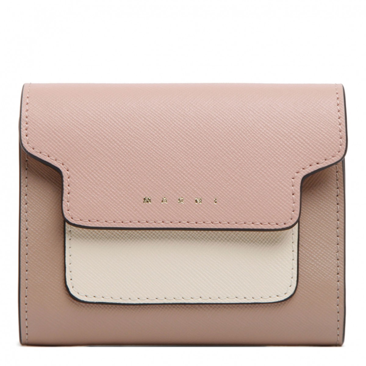 Marni Camellia, Talc and Natural Calf Leather Purse. 