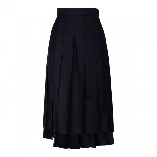 Navy Blue Twill Pleated...