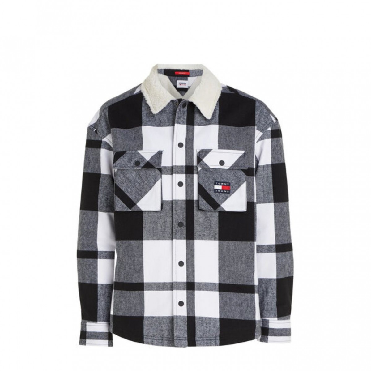 Black Check Sherpa Lined Overshirt