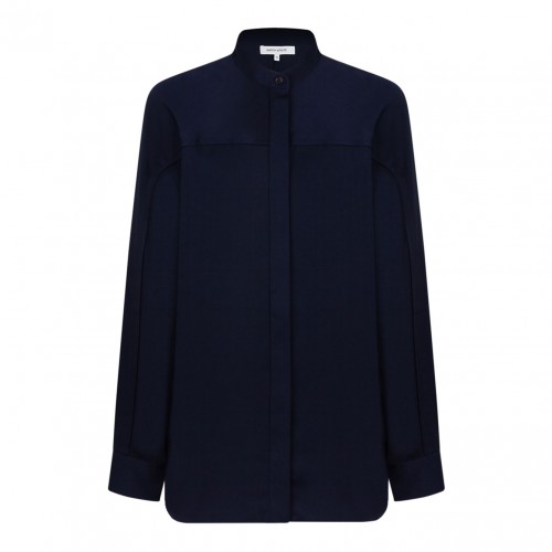 Navy Blue Collarless Shirt