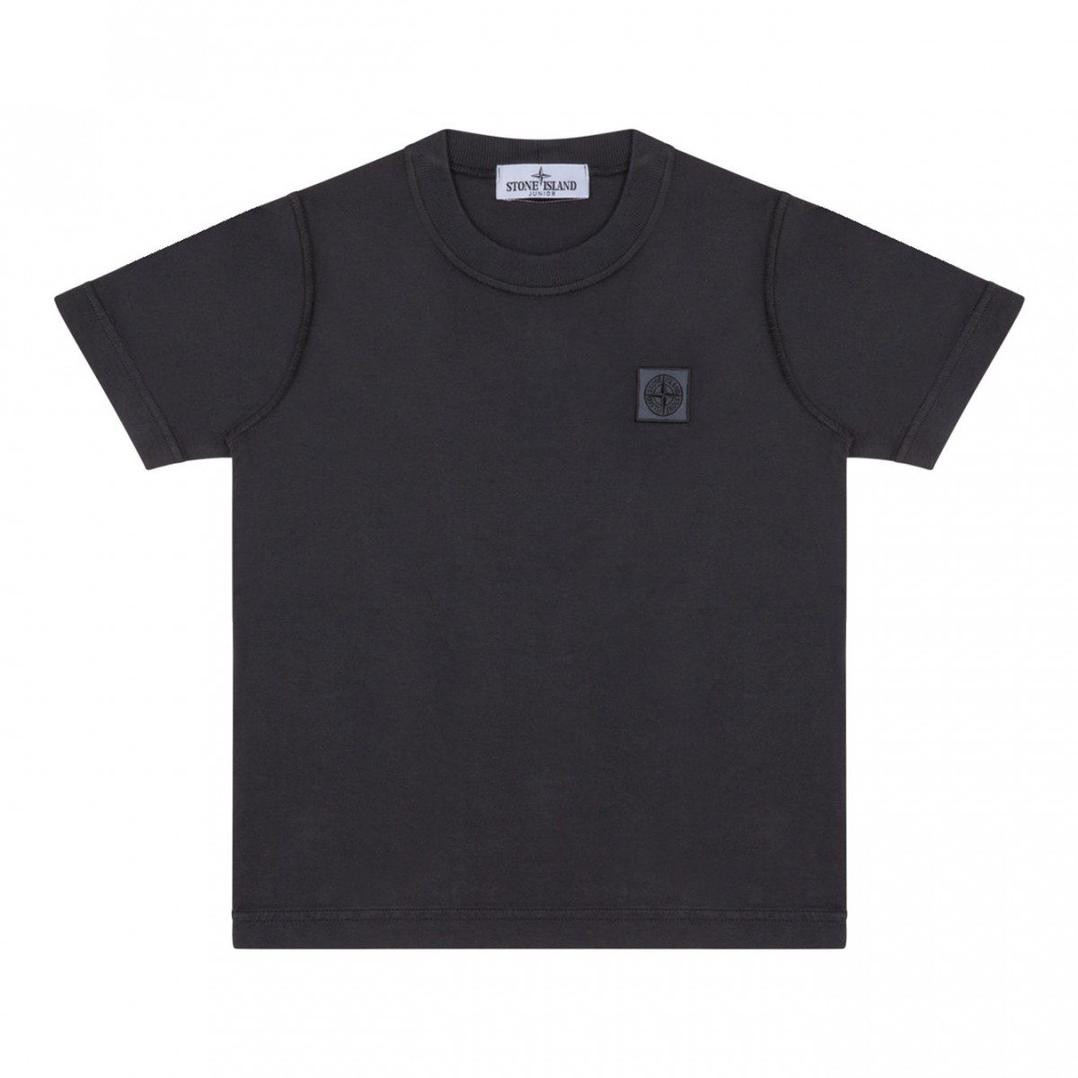 Blue Grey Patch Cotton T-shirt