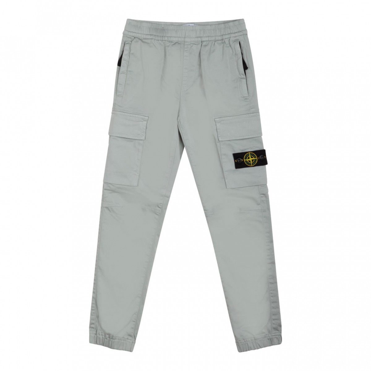 Pearl Grey Compass Patch Tapered Trousers