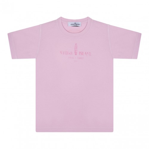 Pink Logo Print Cotton T-shirt