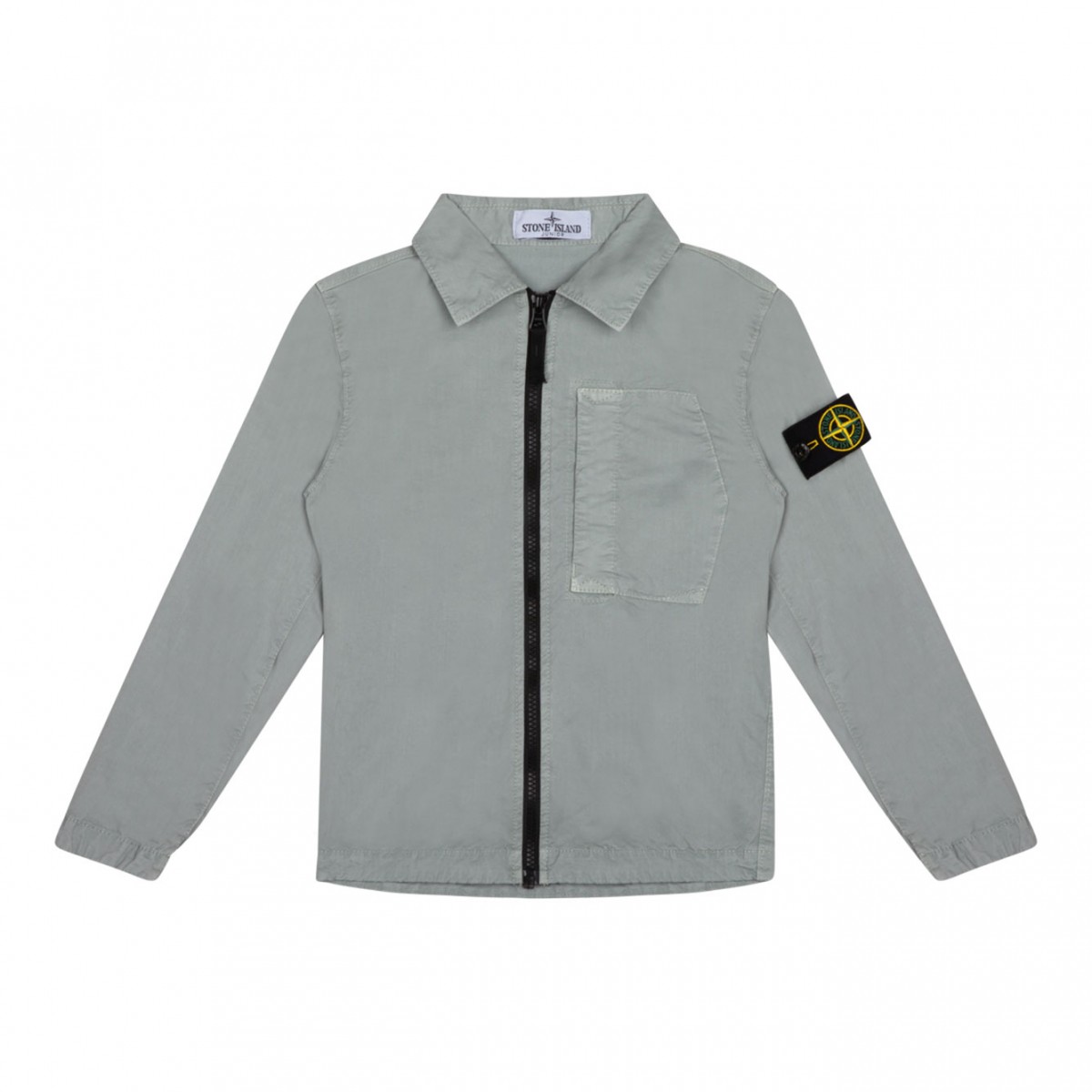 Pearl Grey Logo Patch Zip Shirt