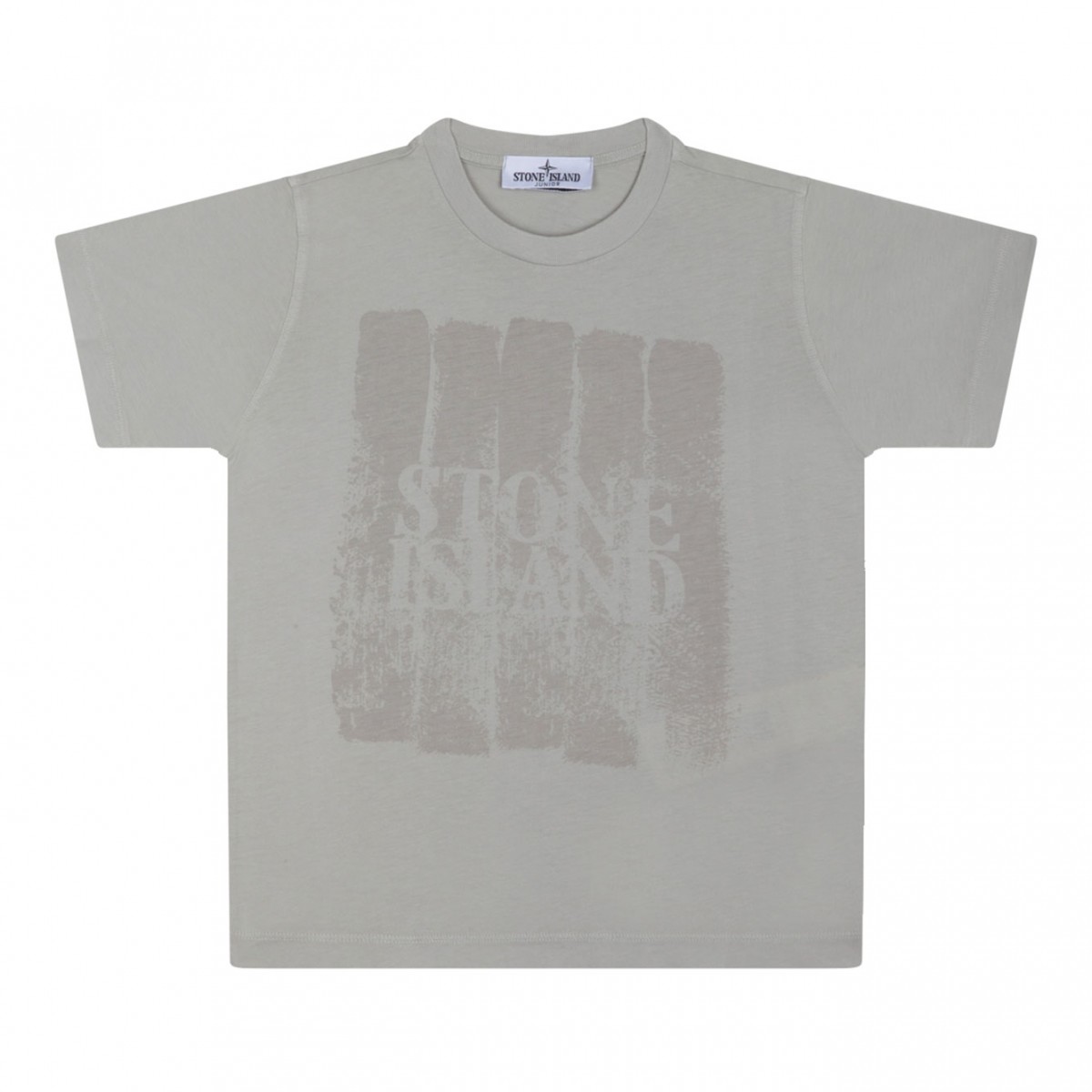 Pearl Grey Logo Print Cotton T-shirt