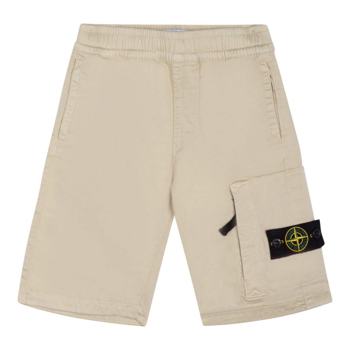 Beige Cotton Blend Cargo Style Shorts