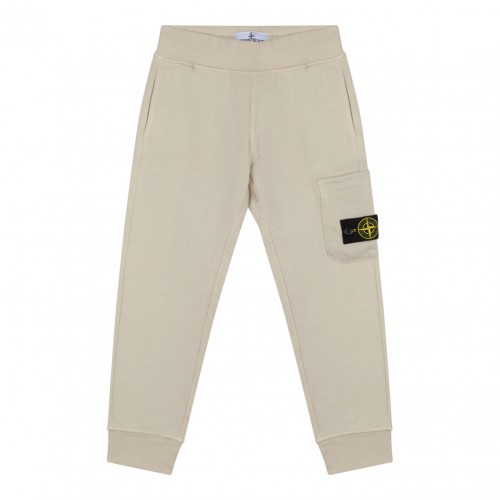 Beige Logo Patch Trousers