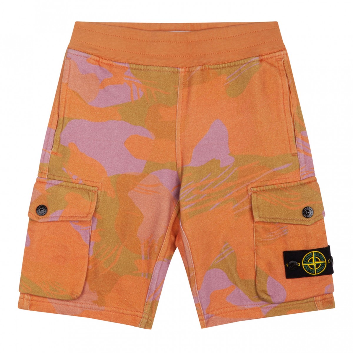 Orange Compass Patch Camouflage Shorts