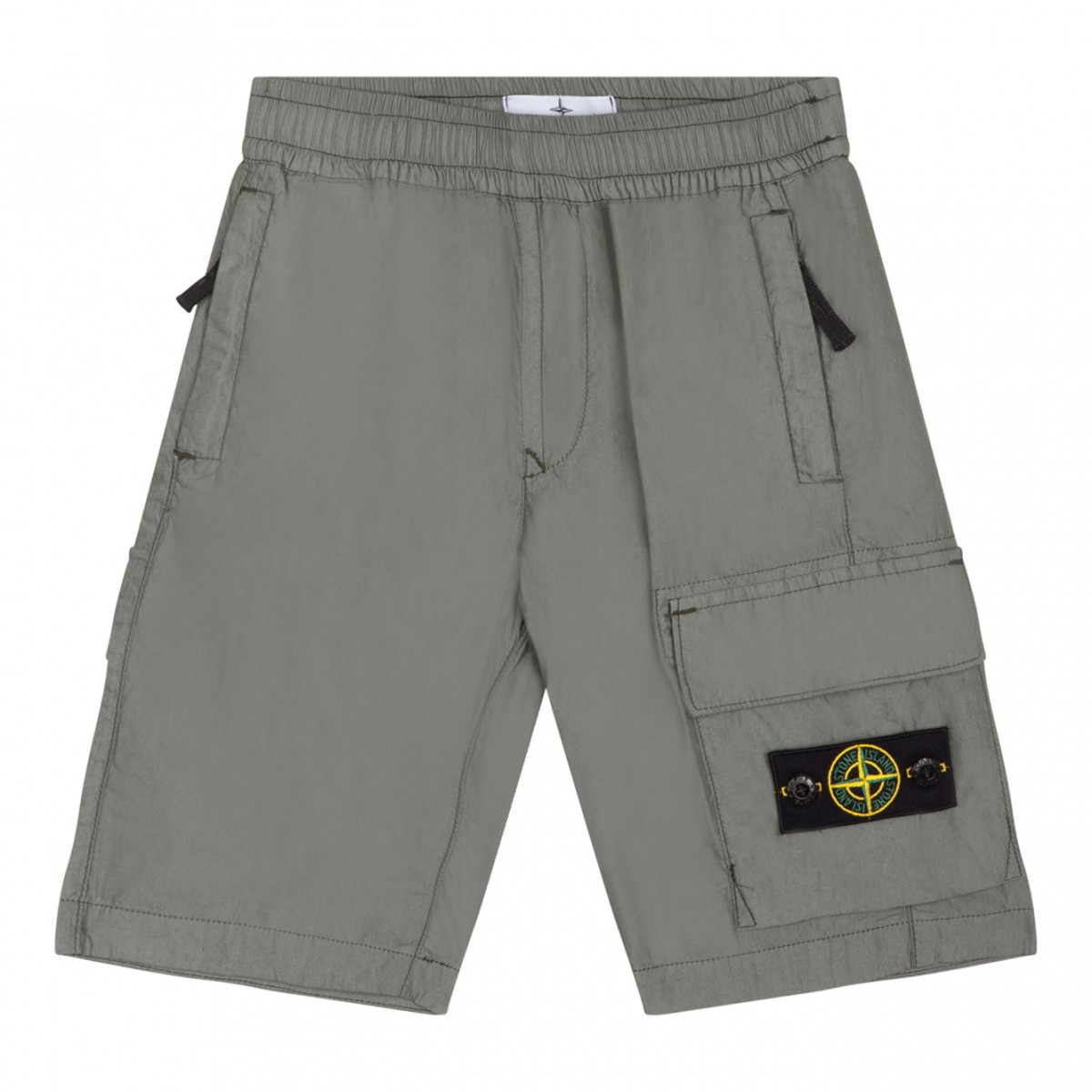 Olive Green Logo Patch Cargo Shorts