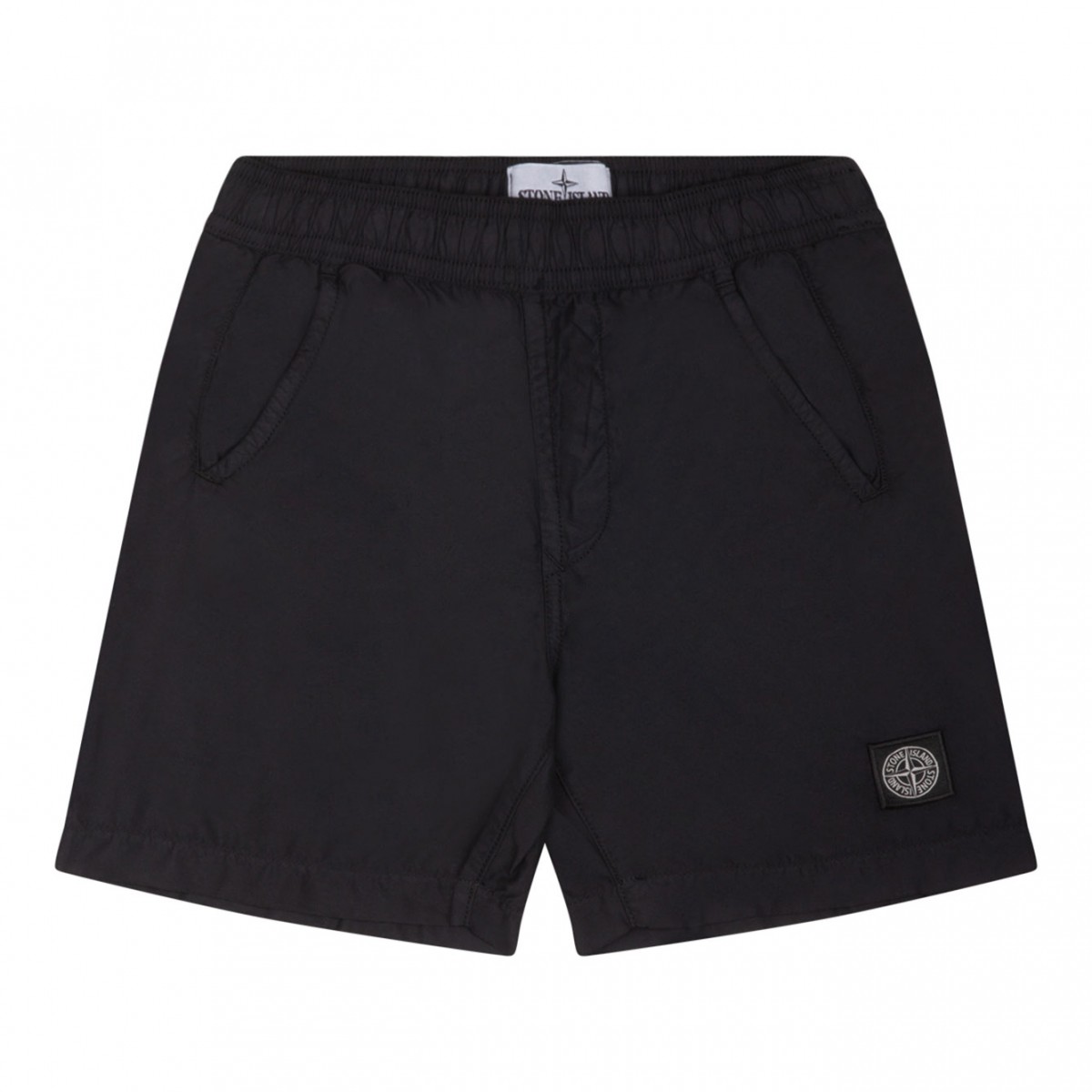 Black Compass Motif Swim Shorts