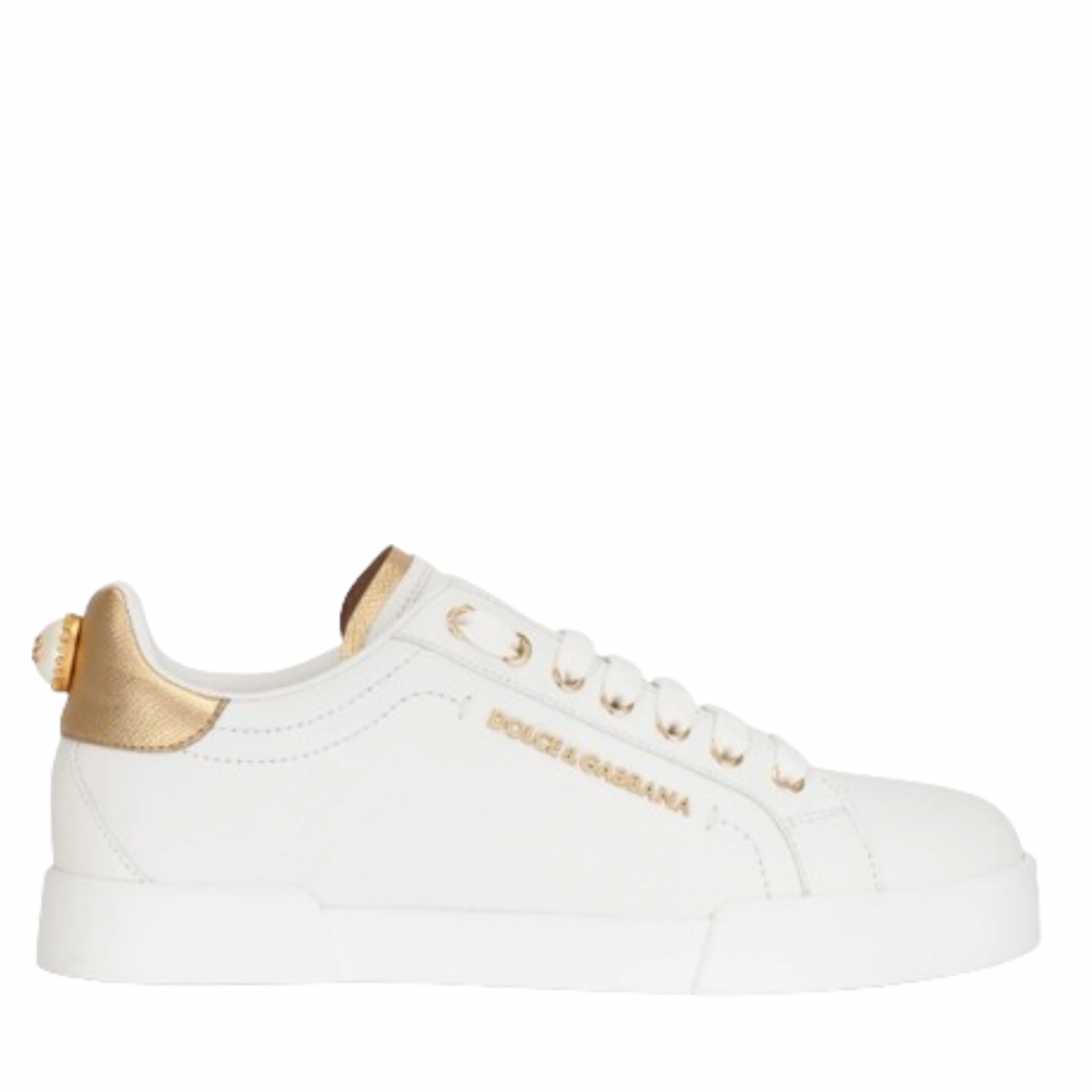 White and Gold Portofino Sneakers