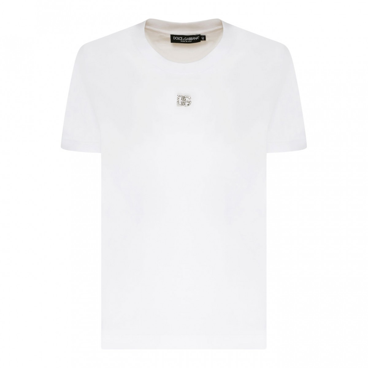 White Cotton Crystal Embellished T-Shirt