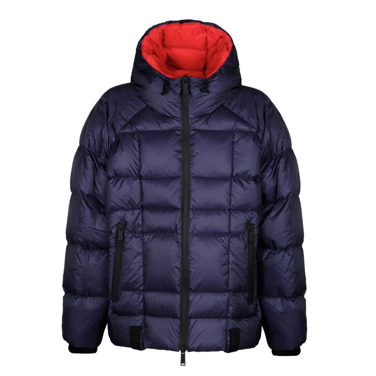 Navy Blue and Red Puffer Jacket