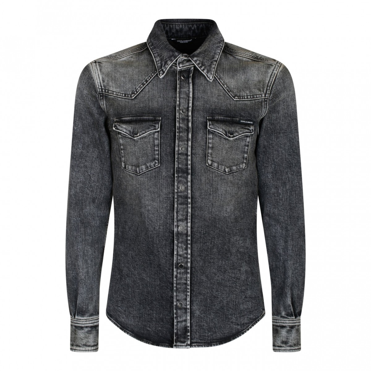 Dolce & Gabbana Man Shirt Faded Denim Grey