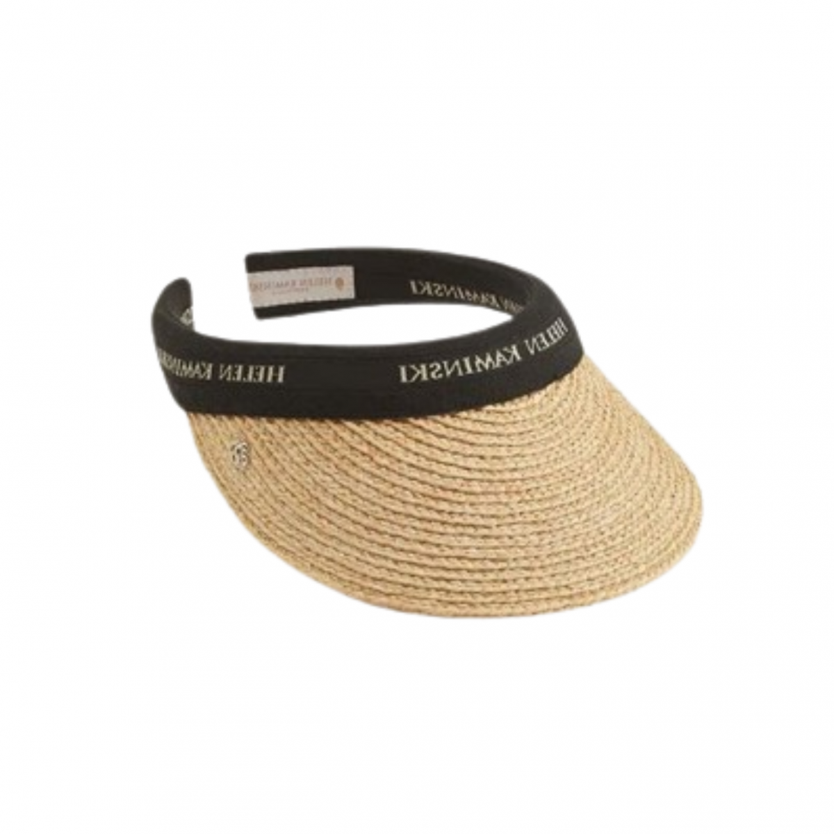 Marina Natural With Black Logo Raffia Braid Visor