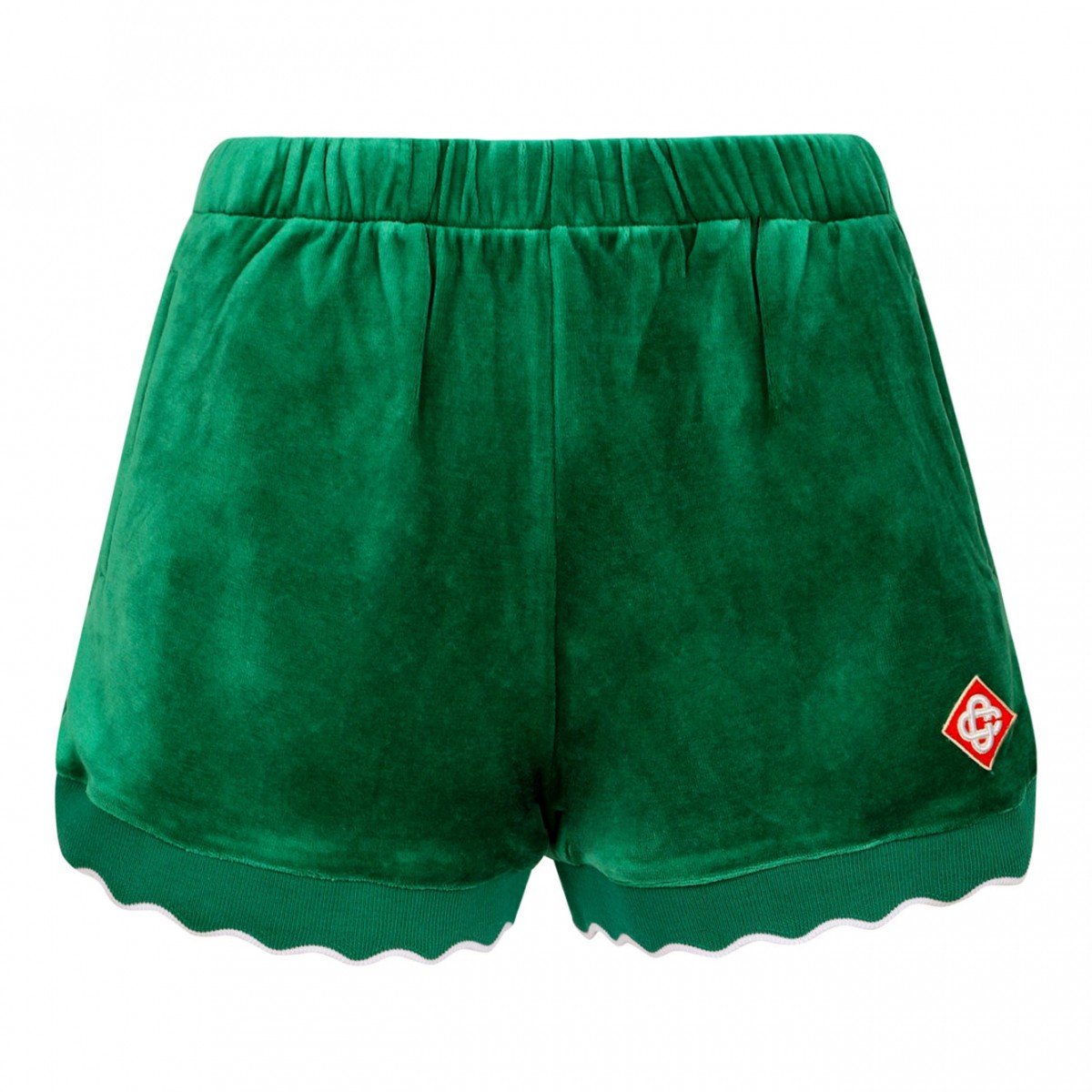 Green Scalloped Track Shorts