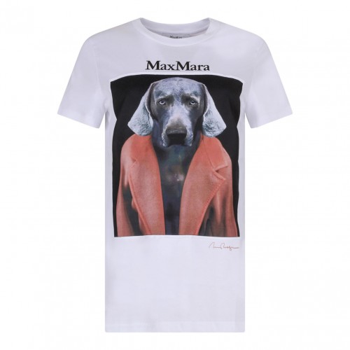 White Dog Print T-Shirt