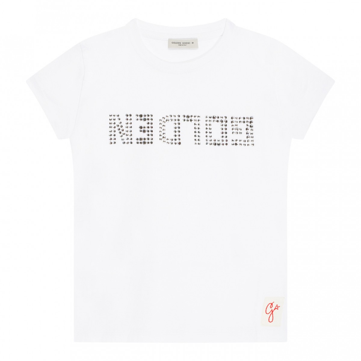 Golden Goose Kids Optic White Cotton Rhinestone Embellished T-Shirt