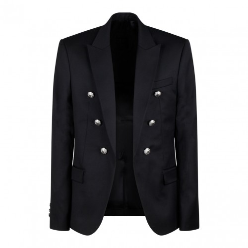 Black Embossed Buttons Blazer