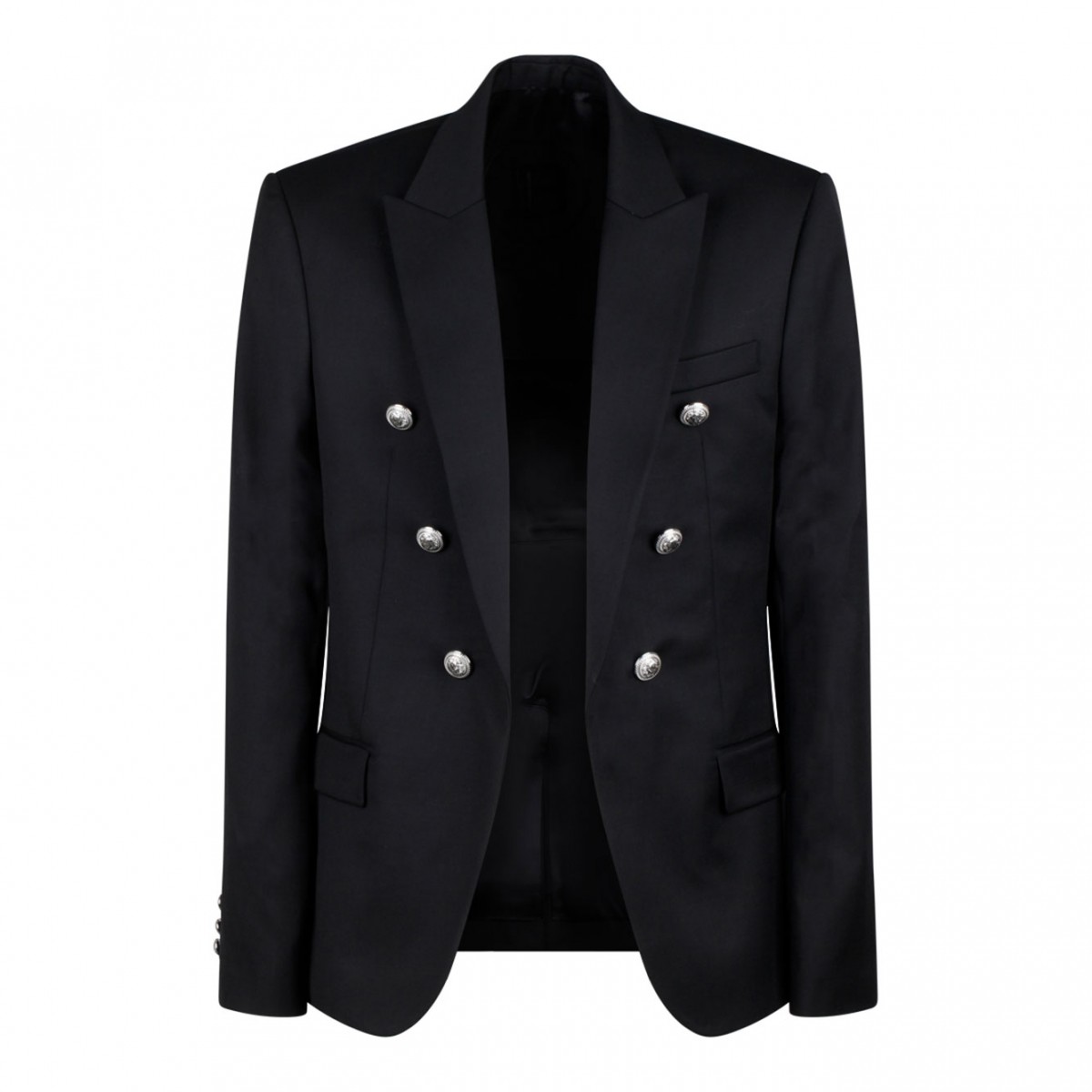 Black Embossed Buttons Blazer