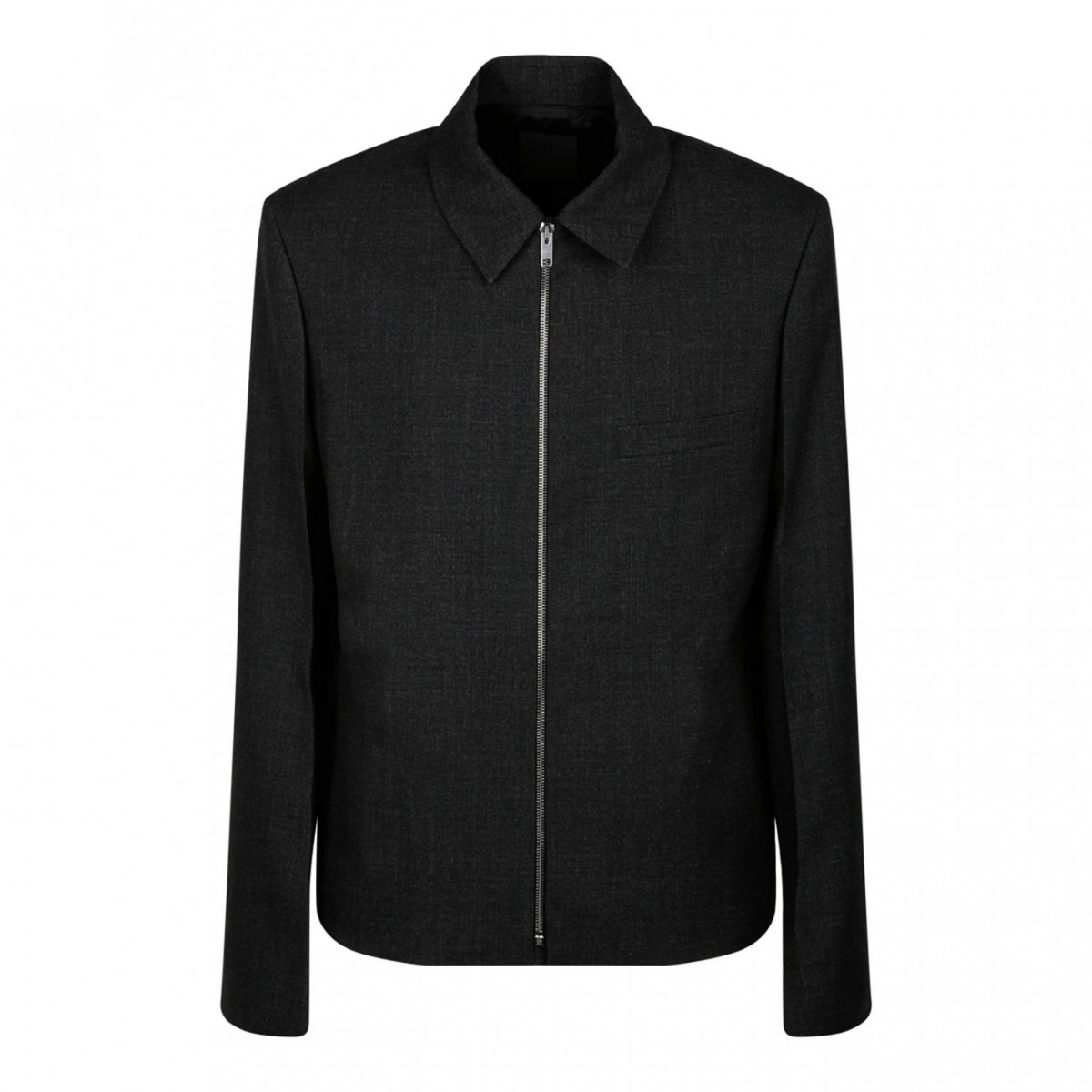 Virgin Wool Grey Mlange Short Jacket