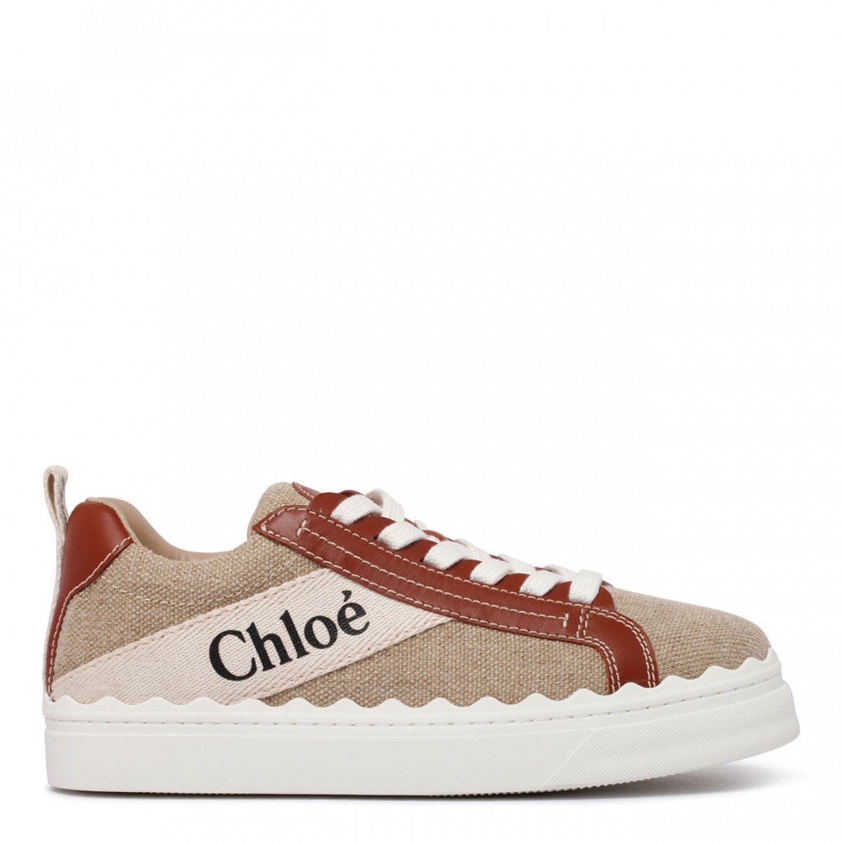 White and Brown Lauren Sneakers