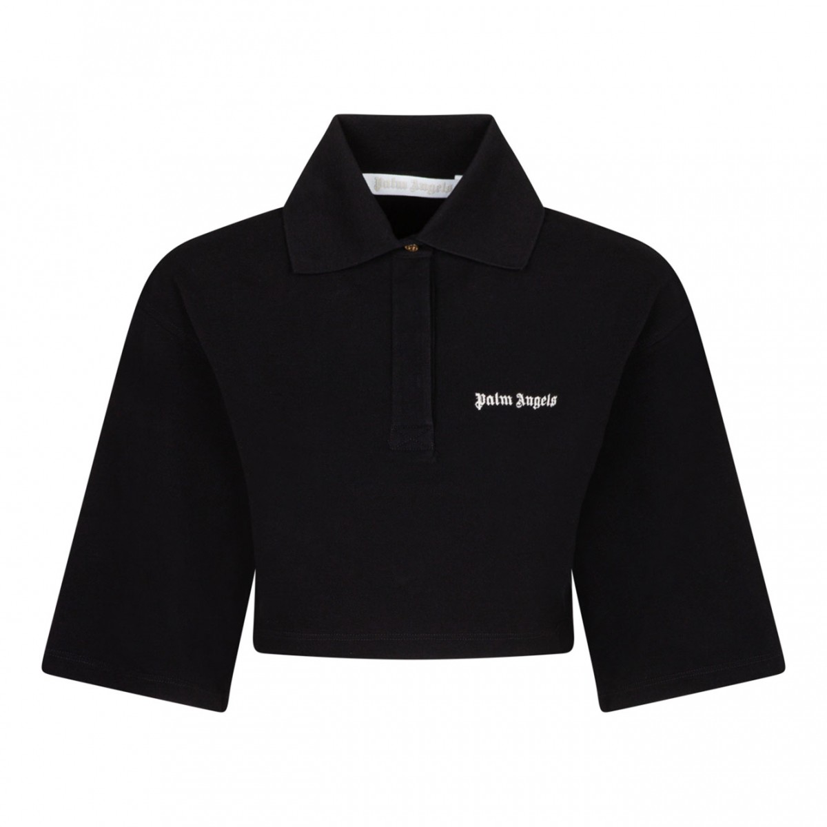 Palm Angels Black Cropped Polo Shirt