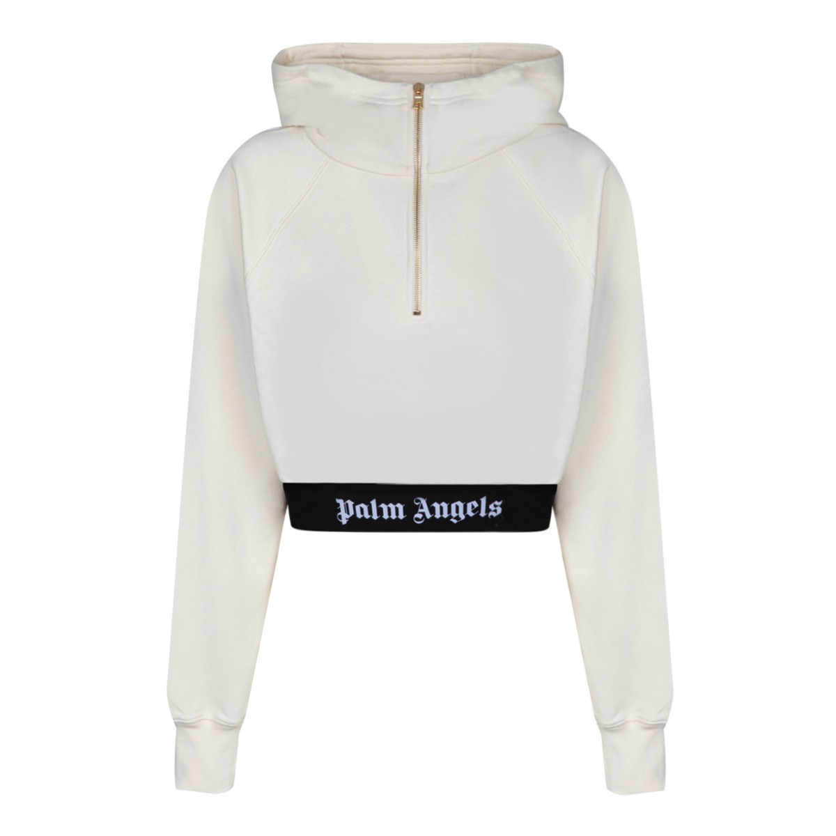 Palm Angels Light Beige Cropped Hoodie