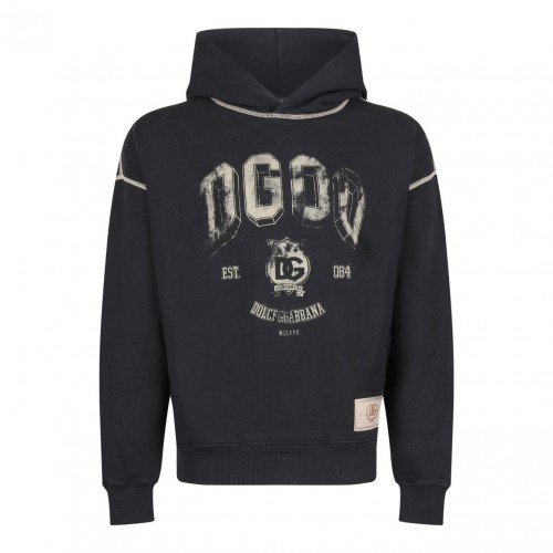 Black DG Print Hoodie