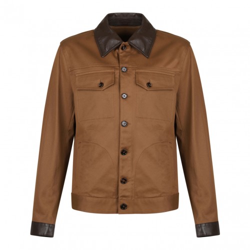 Brown Leather Detailing Jacket