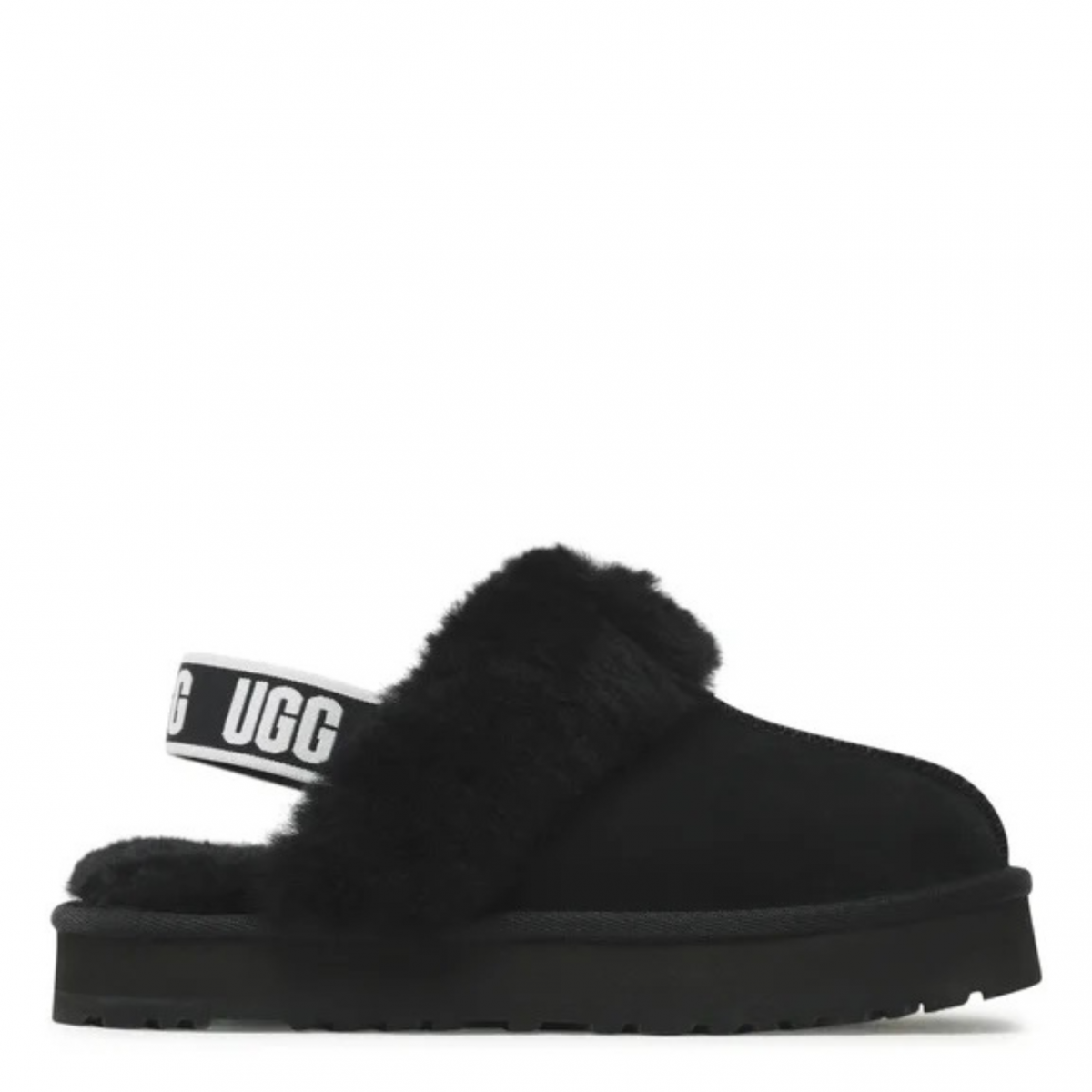 Black Funkette Shearling Slippers