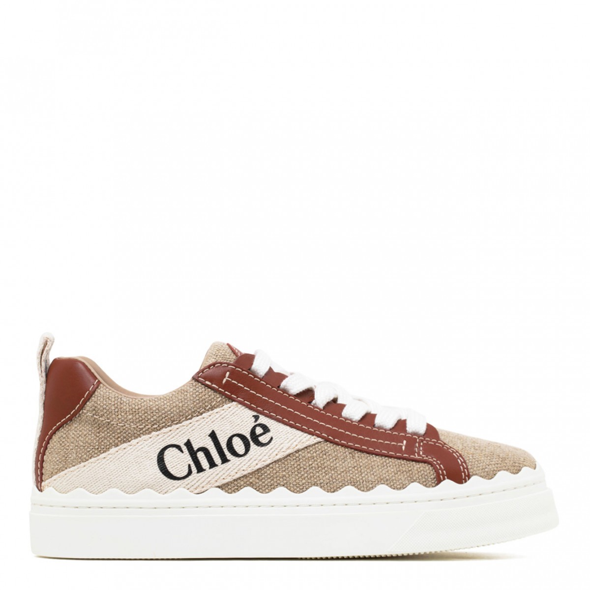 White and Brown Lauren Sneakers