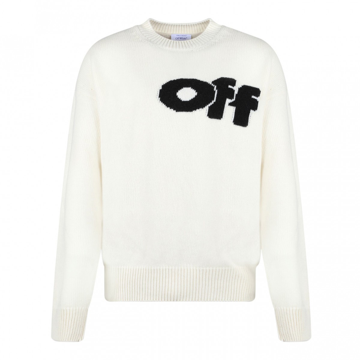 Cream White Logo Intarsia Jumper