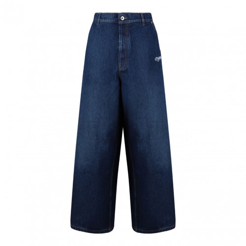 Blue Logo Embroidered Jeans