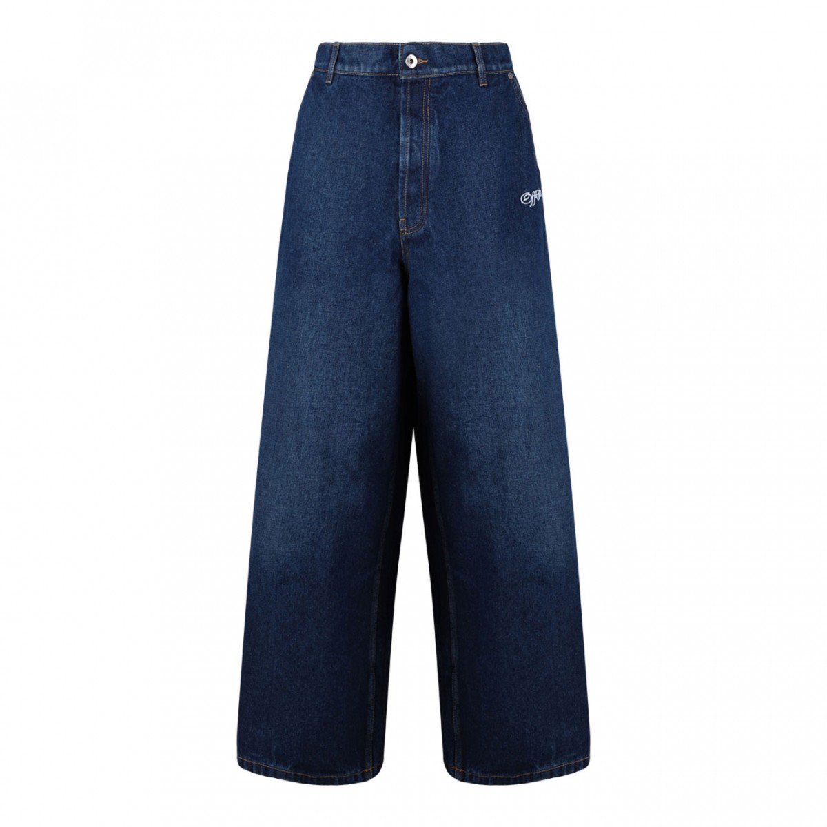 Blue Logo Embroidered Jeans